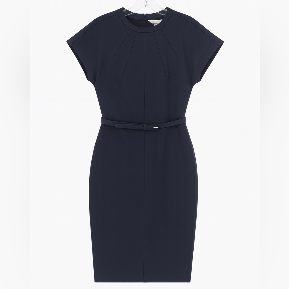 Diane Von Furstenberg DVF Navy Textured Sheath Dress – Size 8 – Classic Workwear